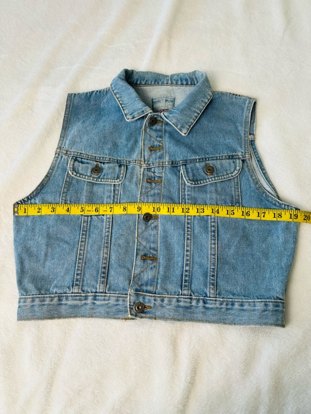 Vintage County Seat Jeanswear Light Wash Cropped Denim Vest Size Medium - Picture 5 of 9